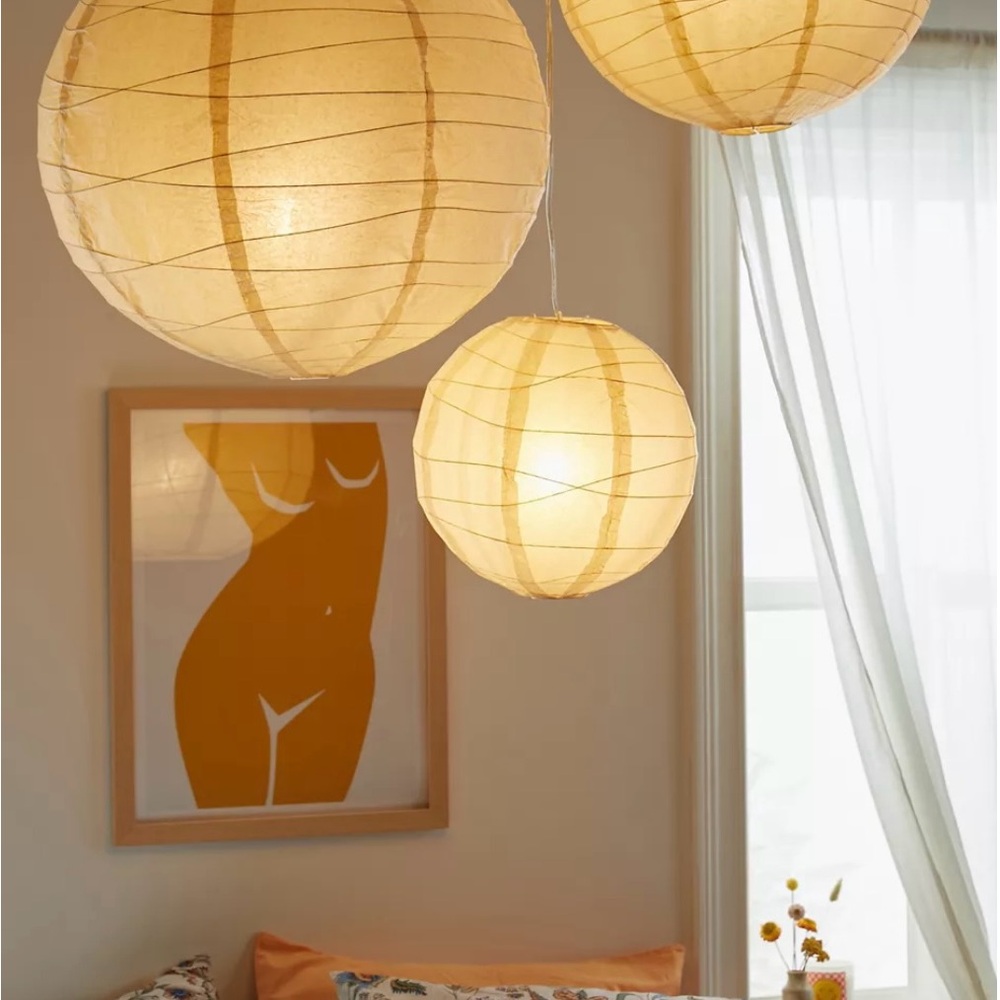 Two co PAPER RATTAN LANTERNS